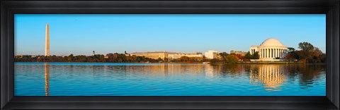 Framed Jefferson Memorial and Washington Monument at dusk, Tidal Basin, Washington DC, USA Print