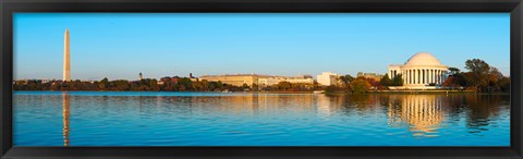 Framed Jefferson Memorial and Washington Monument at dusk, Tidal Basin, Washington DC, USA Print