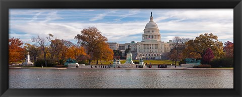 Framed Fall view of reflecting pool and the Capitol Building, Washington DC, USA Print