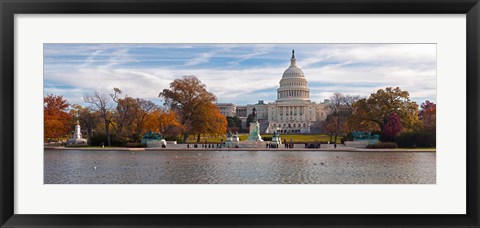 Framed Fall view of reflecting pool and the Capitol Building, Washington DC, USA Print