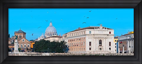 Framed St. Peter&#39;s Basilica in Vatican City, Ponte Sant Angelo, Rome, Lazio, Italy Print