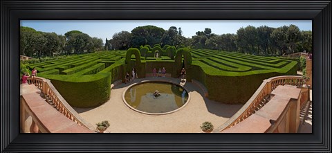 Framed High angle view of a formal garden, Horta Labyrinth Park, Horta-Guinardo, Barcelona, Catalonia, Spain Print