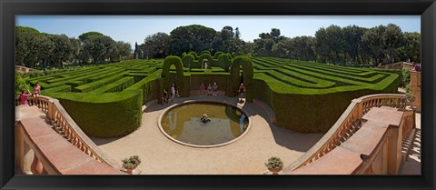 Framed High angle view of a formal garden, Horta Labyrinth Park, Horta-Guinardo, Barcelona, Catalonia, Spain Print