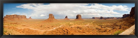 Framed Buttes in a desert, The Mittens, Monument Valley Tribal Park, Monument Valley, Utah, USA Print