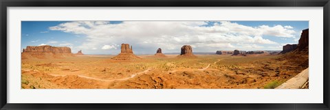 Framed Buttes in a desert, The Mittens, Monument Valley Tribal Park, Monument Valley, Utah, USA Print