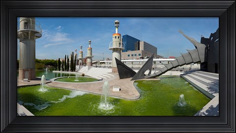 Framed Fountains in Spain Industrial Park, Barcelona, Catalonia, Spain Print