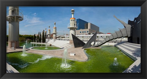 Framed Fountains in Spain Industrial Park, Barcelona, Catalonia, Spain Print