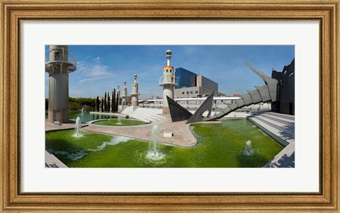 Framed Fountains in Spain Industrial Park, Barcelona, Catalonia, Spain Print