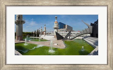 Framed Fountains in Spain Industrial Park, Barcelona, Catalonia, Spain Print