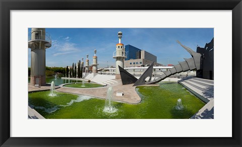 Framed Fountains in Spain Industrial Park, Barcelona, Catalonia, Spain Print