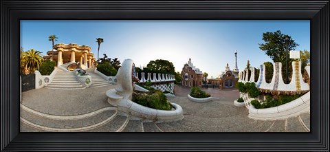 Framed Park Guell, Barcelona, Catalonia, Spain Print