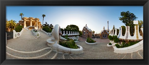 Framed Park Guell, Barcelona, Catalonia, Spain Print