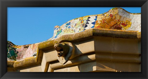 Framed Architectural detail of a building, Park Guell, Barcelona, Catalonia, Spain Print