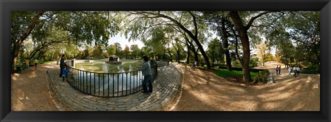 Framed Tourists at a public park, Buen Retiro Park, Madrid, Spain Print