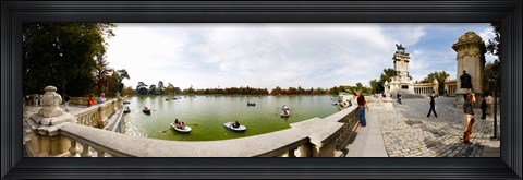 Framed Boats in a lake, Buen Retiro Park, Madrid, Spain Print