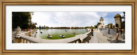 Framed Boats in a lake, Buen Retiro Park, Madrid, Spain Print