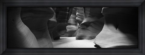 Framed Rock formations in Black and White, Antelope Canyon, Arizona Print