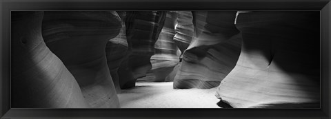 Framed Rock formations in Black and White, Antelope Canyon, Arizona Print