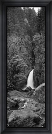 Framed Waterfall in black and white, Columbia River Gorge, Oregon, USA Print