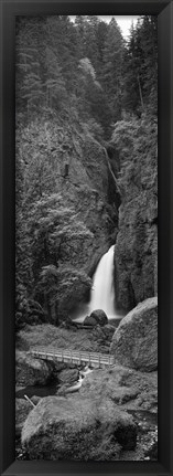 Framed Waterfall in black and white, Columbia River Gorge, Oregon, USA Print