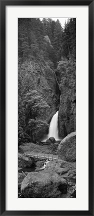 Framed Waterfall in black and white, Columbia River Gorge, Oregon, USA Print