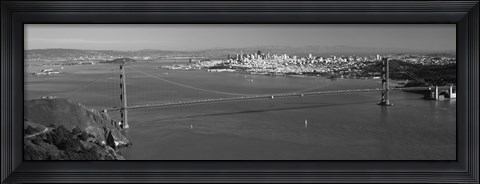 Framed Golden Gate Bridge, San Francisco (black &amp; white) Print