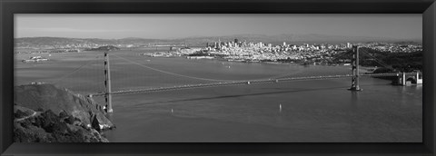 Framed Golden Gate Bridge, San Francisco (black &amp; white) Print