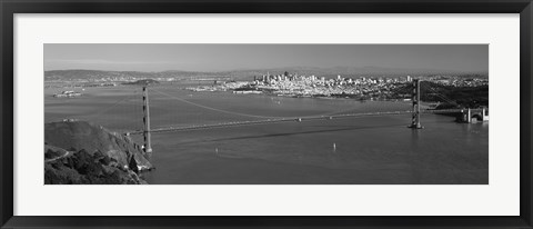 Framed Golden Gate Bridge, San Francisco (black &amp; white) Print