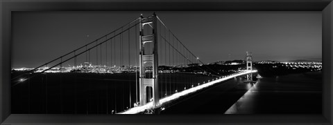 Framed Golden Gate Bridge at Dusk, San Francisco (black &amp; white) Print