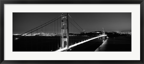 Framed Golden Gate Bridge at Dusk, San Francisco (black &amp; white) Print