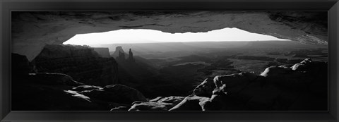 Framed Mesa arch at sunrise in black and white, Canyonlands National Park, Utah Print