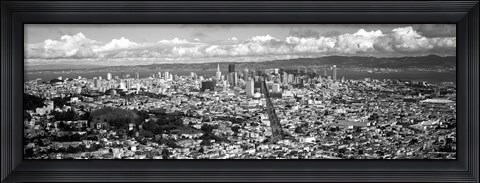 Framed San Francisco as Viewed from Twin Peaks (black &amp; white) Print