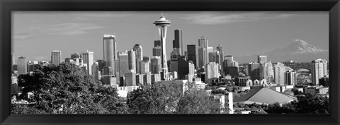 Framed View of city in black and white, Seattle, King County, Washington State, USA 2010 Print