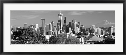 Framed View of city in black and white, Seattle, King County, Washington State, USA 2010 Print