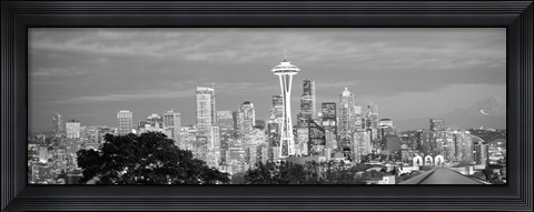 Framed View of Seattle and Space Needle in black and white, King County, Washington State, USA 2010 Print
