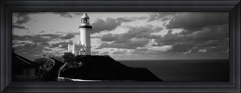 Framed Lighthouse at the coast, Broyn Bay Light House, New South Wales, Australia (black and white) Print