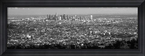 Framed Black and White View of Los Angeles from a Distance Print