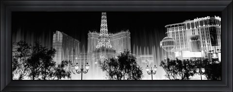 Framed Las Vegas Hotels at Night (black &amp; white) Print