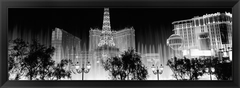 Framed Las Vegas Hotels at Night (black &amp; white) Print