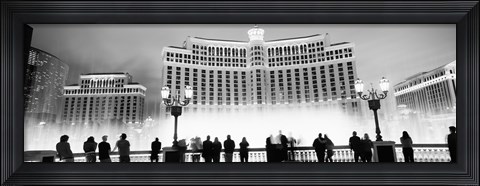 Framed Bellagio Resort And Casino Lit Up At Night, Las Vegas (black &amp; white) Print