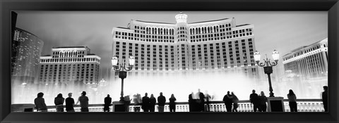 Framed Bellagio Resort And Casino Lit Up At Night, Las Vegas (black &amp; white) Print