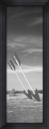 Framed Twin arrows in the field, Route 66, Arizona (black and white) Print