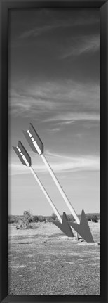 Framed Twin arrows in the field, Route 66, Arizona (black and white) Print