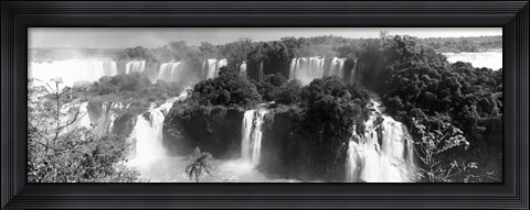 Framed Floodwaters at Iguacu Falls in black and white, Brazil Print