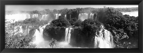 Framed Floodwaters at Iguacu Falls in black and white, Brazil Print