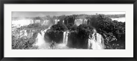 Framed Floodwaters at Iguacu Falls in black and white, Brazil Print