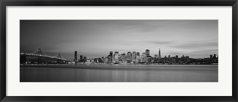 Framed Bay Bridge and San Francisco Bay (black &amp; white) Print