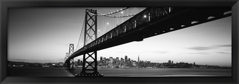 Framed Bay Bridge in black and white, San Francisco Bay, San Francisco, California, USA Print