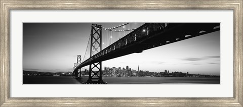 Framed Bay Bridge in black and white, San Francisco Bay, San Francisco, California, USA Print