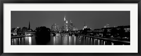 Framed Reflection of buildings in water, Main River, Frankfurt, Hesse, Germany Print